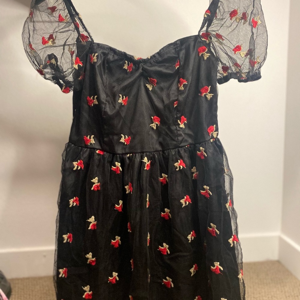 Sugar thrillz rose embroidered dress